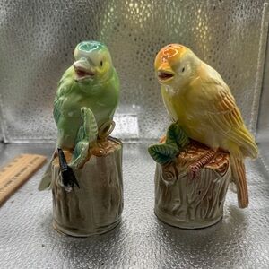 Green and Yellow Ceramic Bird S/P shaker RARE